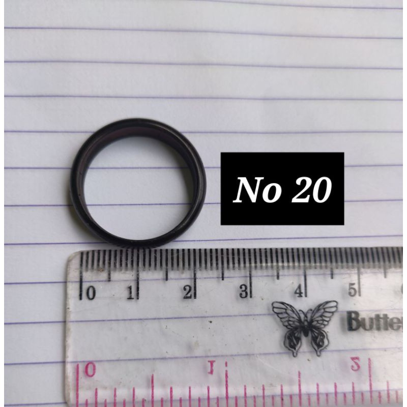 Cincin bulat polos hitam ukuran 20 kokka kaokah