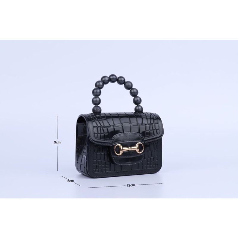 Tas Jelly Mini Pearl Croco Magnet | Tas Jelly Mini Boy Fashion Wanita Size Mini Motif Key