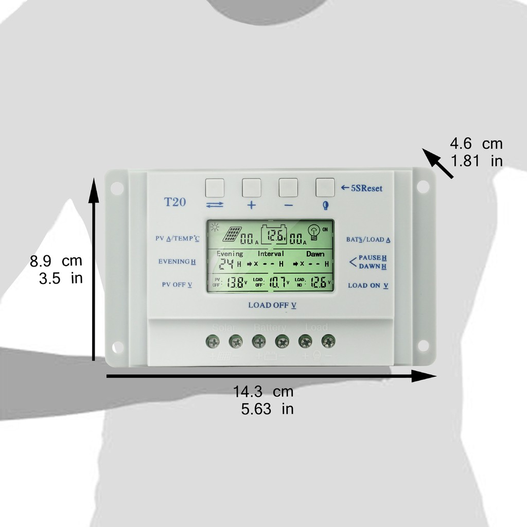 MPPT Solar Panel LCD charge Battery Regulator controller 20A 12V/24V