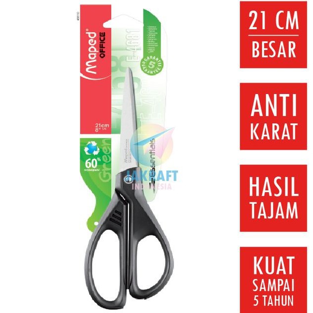 

Gunting Kertas Besar 21 cm MAPED Essentials Green Stainless Steel Premium