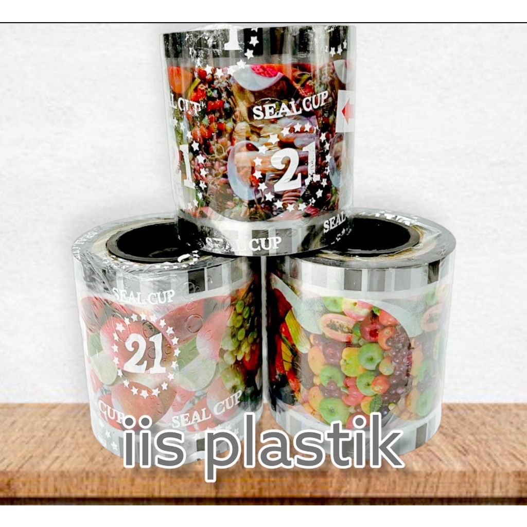 SEAL CUP DAUN TEH POLOS BUAH KARTUN 21 ( Merk random sesuai STOK ) 1000cup - PLASTIK LID SEALER CUP