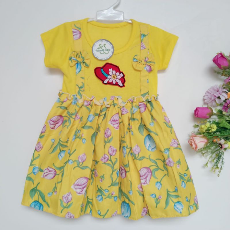 Dress Anak 1 2 3 Tahun cewek perempuan Baju Bunga ( Dress Bunga Tulipa )