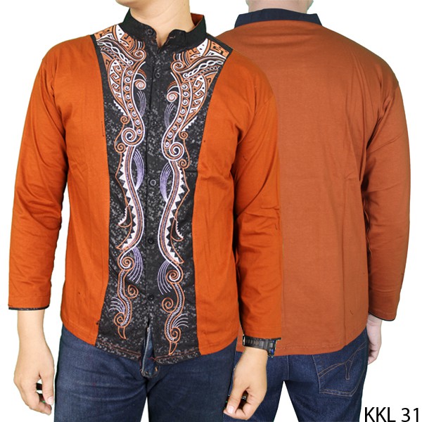 Baju Koko Gaul Lengan Panjang Katun Coklat Muda – KKL 31