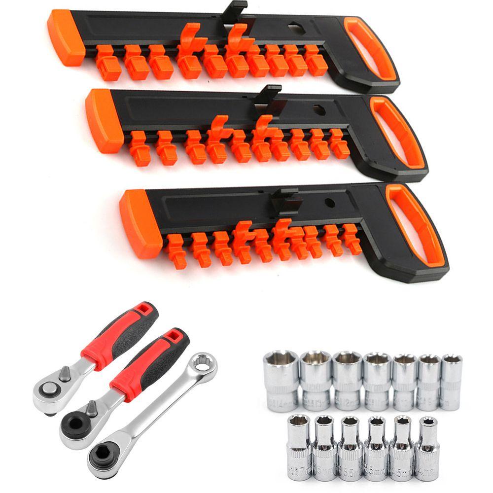 POPULAR Populer Rak Penyimpanan Kunci Sok Portable Hand Tools Wrenches Keeper Gantungan Socket Penempatan Bar Alat Sockets Wrench Holder