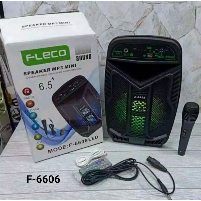 (COD) Speaker bluetooth FLECO F-6603/6606 UK 6,5" Inch free mic + remote