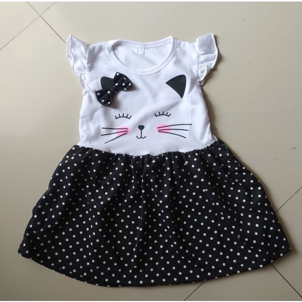 VISION ONLINEDRESS CATTY /DRESS KUCING / CASUAL / HELLO KITTY / DRESS MURAH /DRESS ANAK  1 2 3 TAHUN /COD /IMUT /LUCU