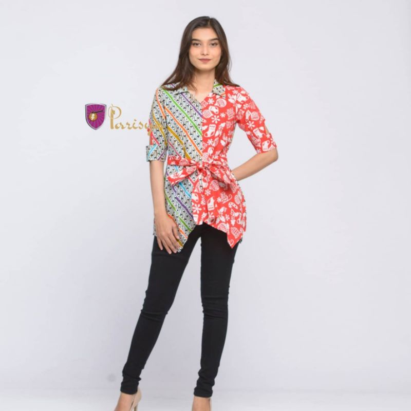 BATIK PARISYA - Ursula B00085, Baju Batik Wanita Atasan Batik Natal