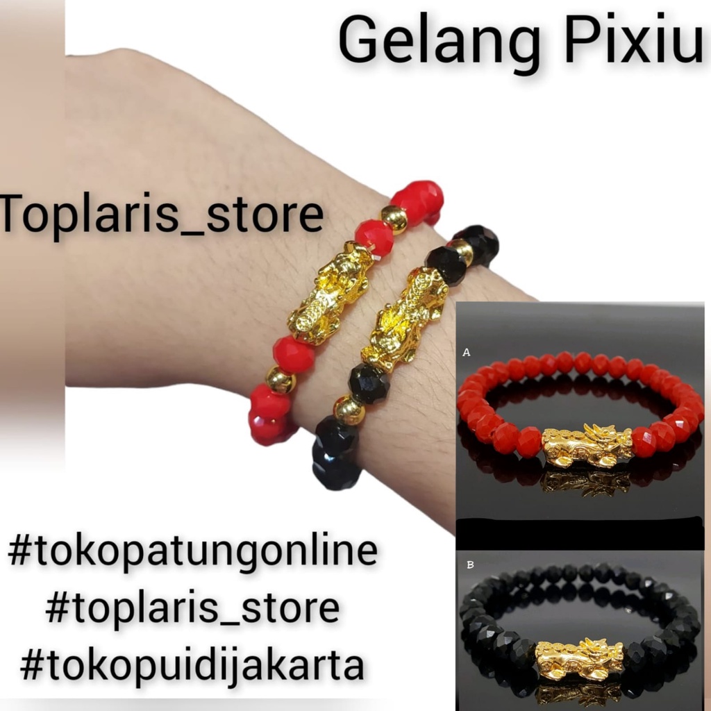 Gelang Kristal Pixiu Lapis Emas Premium