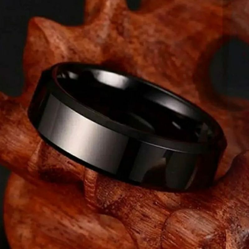 cincin titanium hitam pria wanita