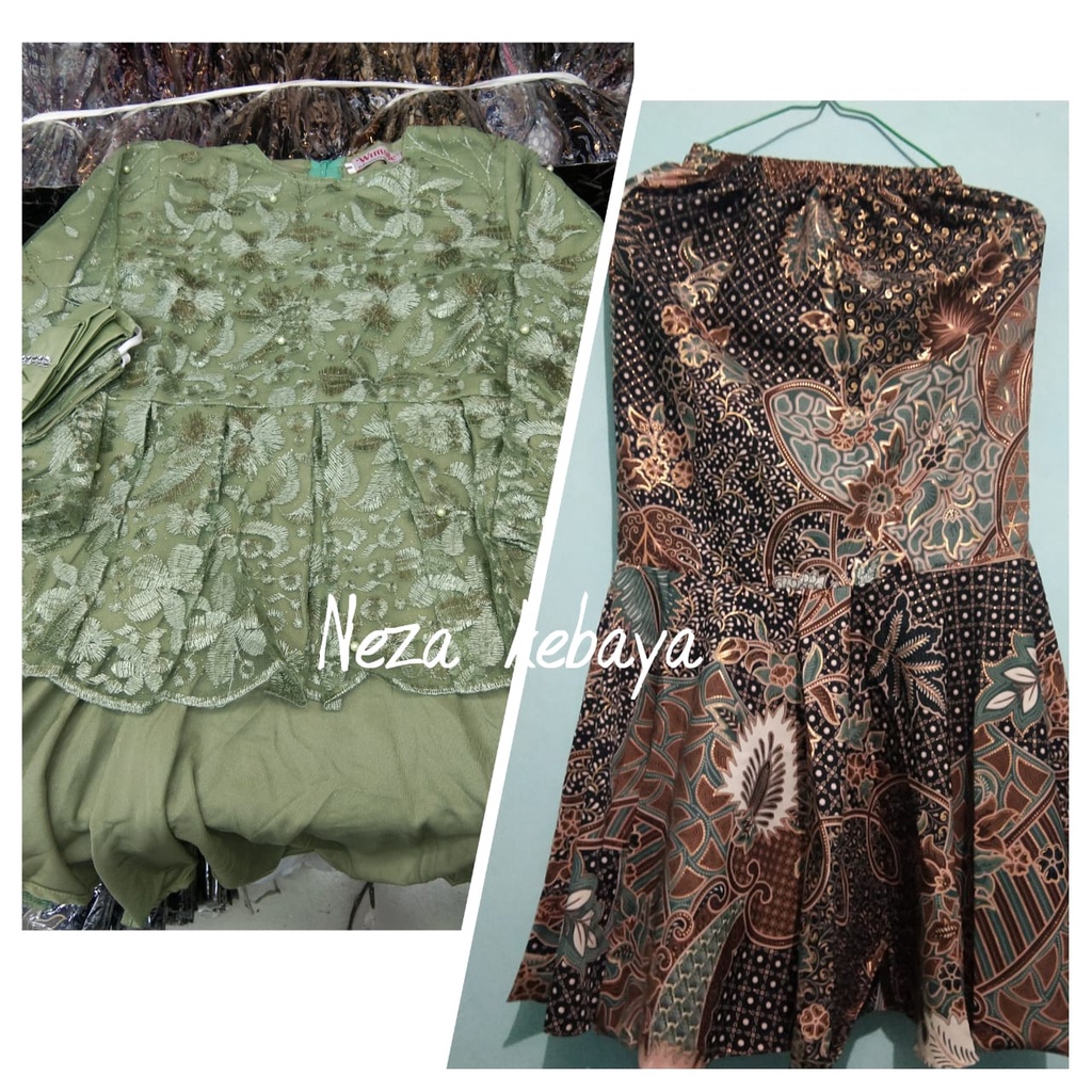 Realpict setelan kebaya anak sage green//kebay anak terlucu//kebay anak wisuda