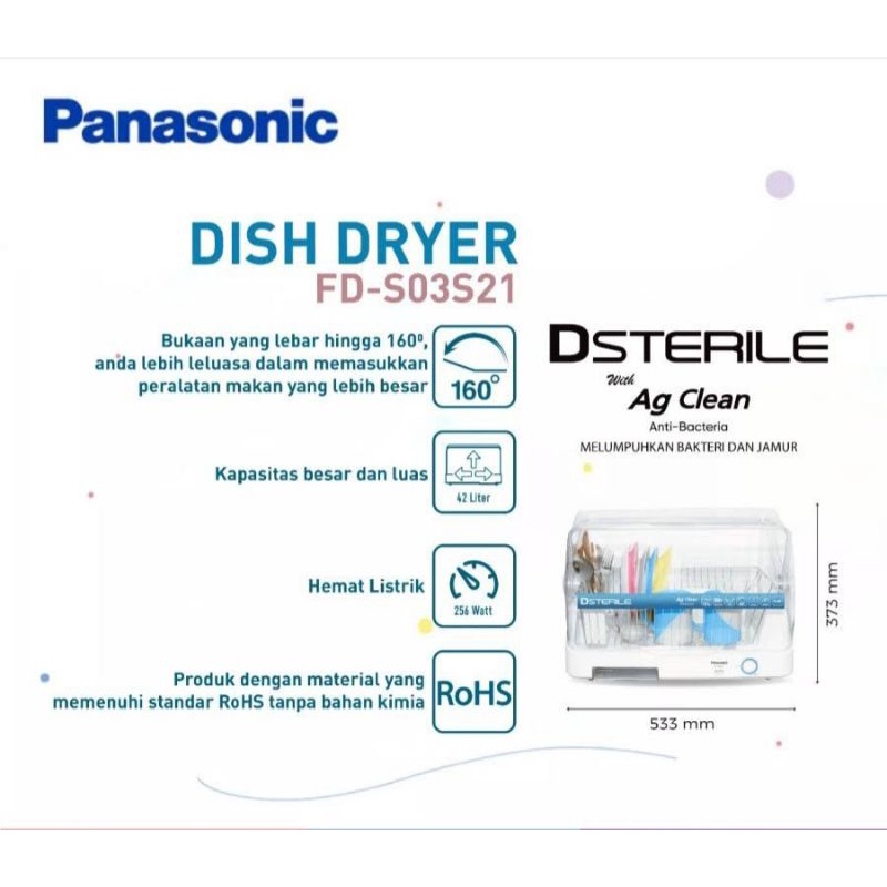 Alat Steril Panasonic Dsterile Sterilizer Dish Dryer FD-S03S21 / FDS03S21