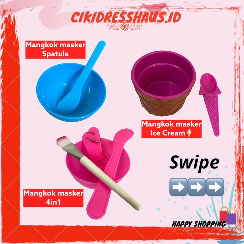 Mangkok Masker Wajah Mangkok Spatula Mangkuk Ice cream Mangkok Masker 4in1 Wadah Tempat Masker Wajah