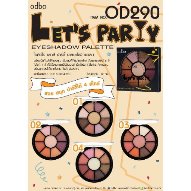 ODBO Lets Party Eyeshadow Palette #OD290 Thailand / Cosmetic / Shimmer Satin Glitter / Matte Natural