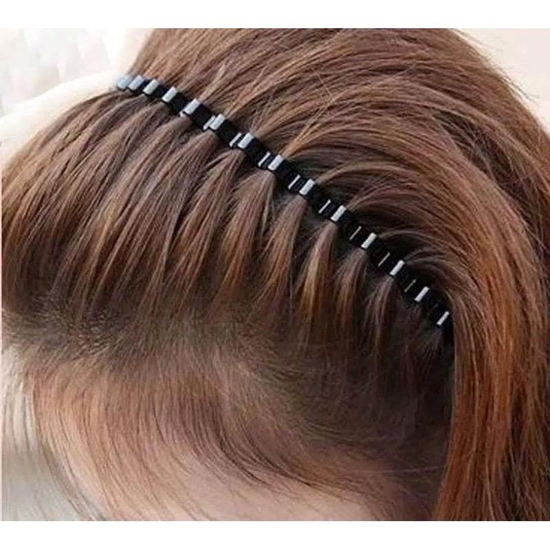 Bando Sirkam Impor Gaya Korea untuk Pria dan Wanita Bando Kawat Sisir Hitam Bando Spiral Besi