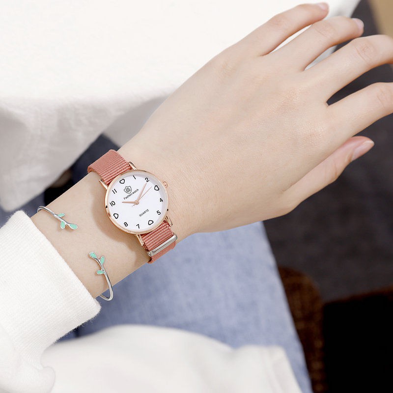 ELBER J173 Jam Tangan Kanvas Wanita Jam Analog Cewek Elegan Wrist Watch-5