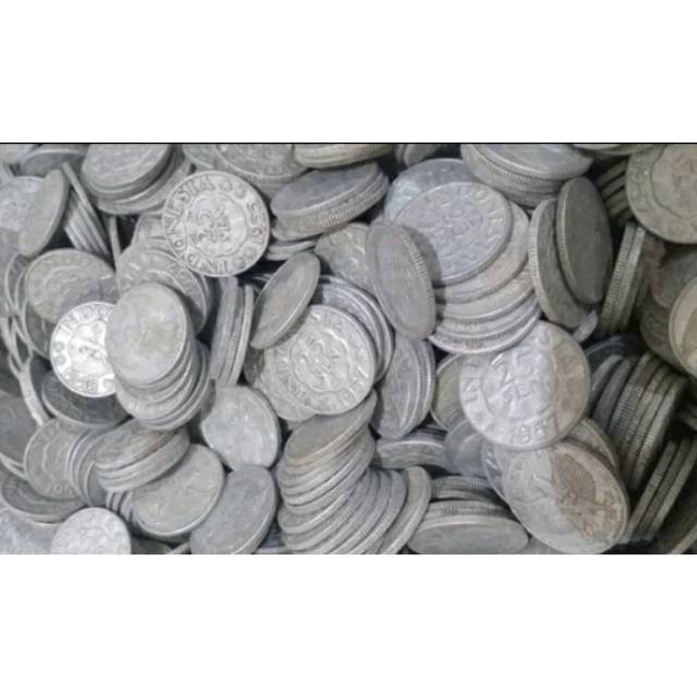 Koin 25 sen aluminim indonesia tahun campur