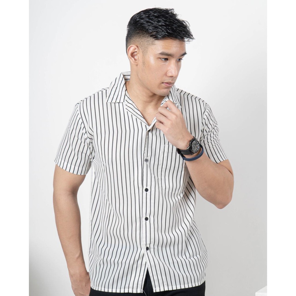 Ribsgold Kemeja Xavier / Kemeja Salur / Kemeja Casual / Kemeja Pria / Kemeja lengan Pendek Pemium
