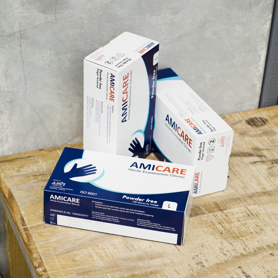 AMICARE Nitrile Gloves Powder Free Sarung Tangan Blueple Medical