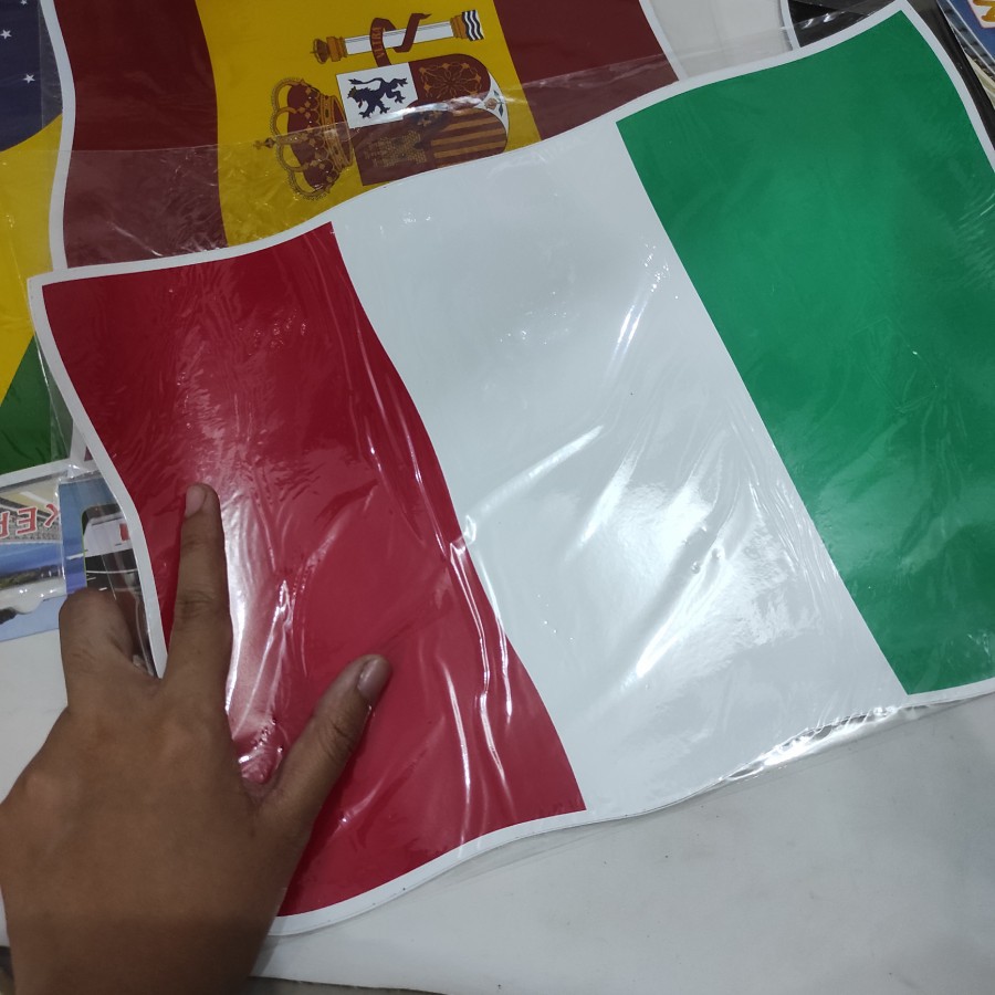 Tempelan Sticker Stiker mobil bendera negara inggris jerman brazil itali prancis portugal spanyol