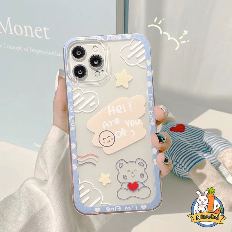 【Ready Stock】Cute Cartoon Bear Smiling TPU Transparent Soft Silicone Anti-drop Protective Phone Case for Samsung Galaxy A03s A22 A32 A42 A12 A02s M02s A20s A21s A72 A52 A11 A20 A30 A50 A50s A31 A51 A71 A81 A91 A70 M51 M52 S21 S20 FE S30 Note 20 Plus Ultra