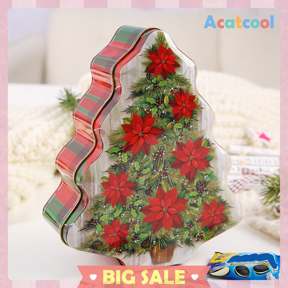 Christmas Tree Shape Tin Sealed Jar Jewelry Biscuits Coin Candy Storage Box