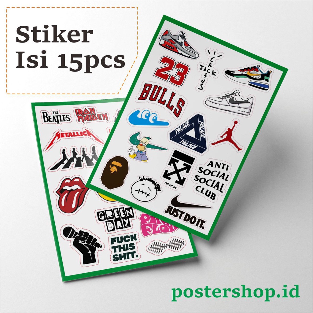 

[ISI 15PCS] Sticker Stiker Setiker Brand 5 Untuk Laptop | HP | BINDER | Helm | Motor Anti Air