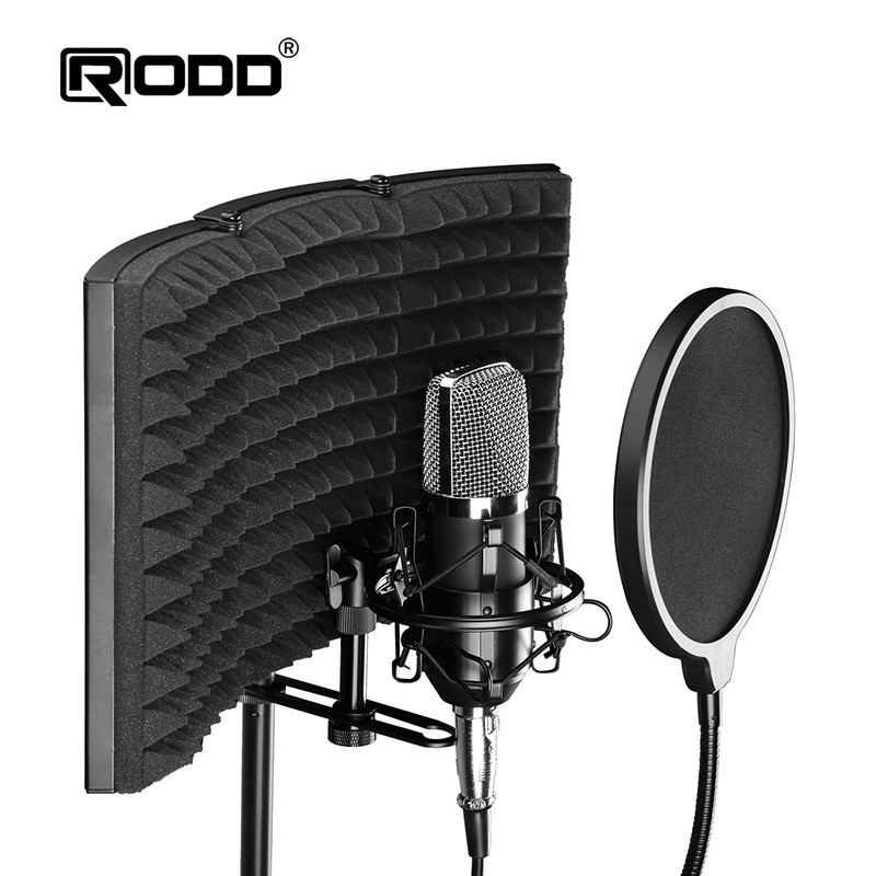 RODD Microphone Three-door Soundproof Studio Wind Screen Noise Reduction - HN15 - Black