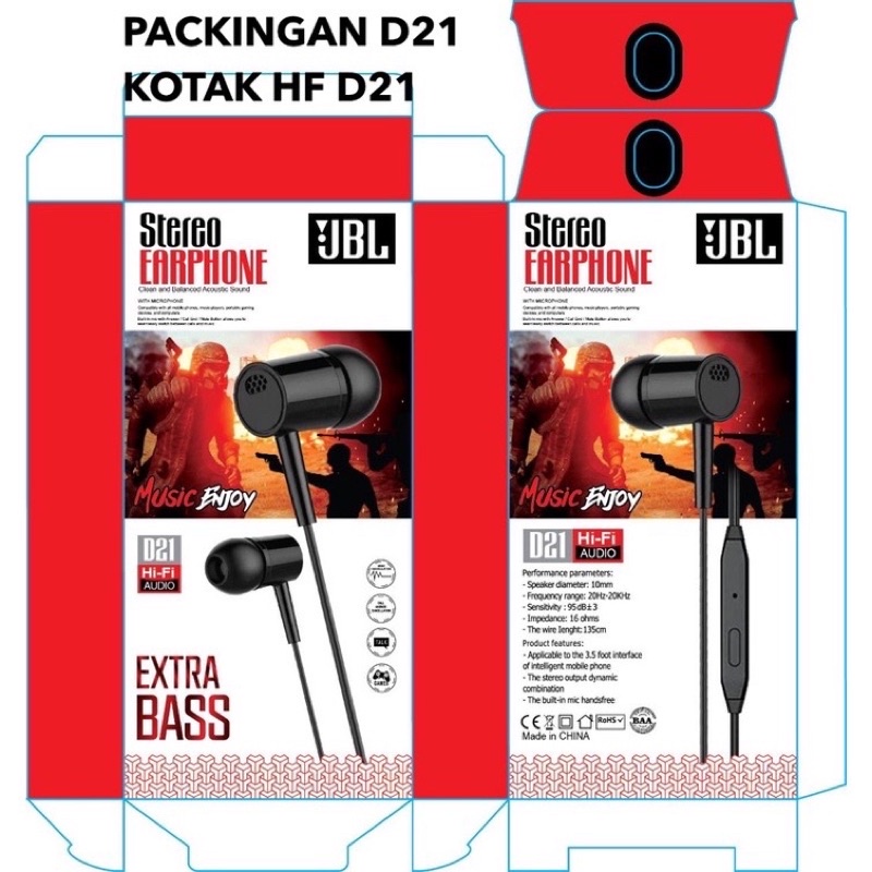 HARAP BACA PACKINGAN KOTAK KOSONG HF J D21 PREMIUM KEMASAN EARPHONE PALING LARIS MANIS