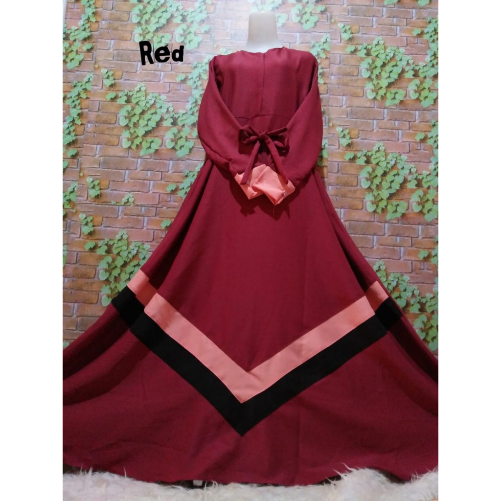 Moza dress mosscrepe gaun syari gamis modern busana muslim baju wanita syari remaja plat pelangi