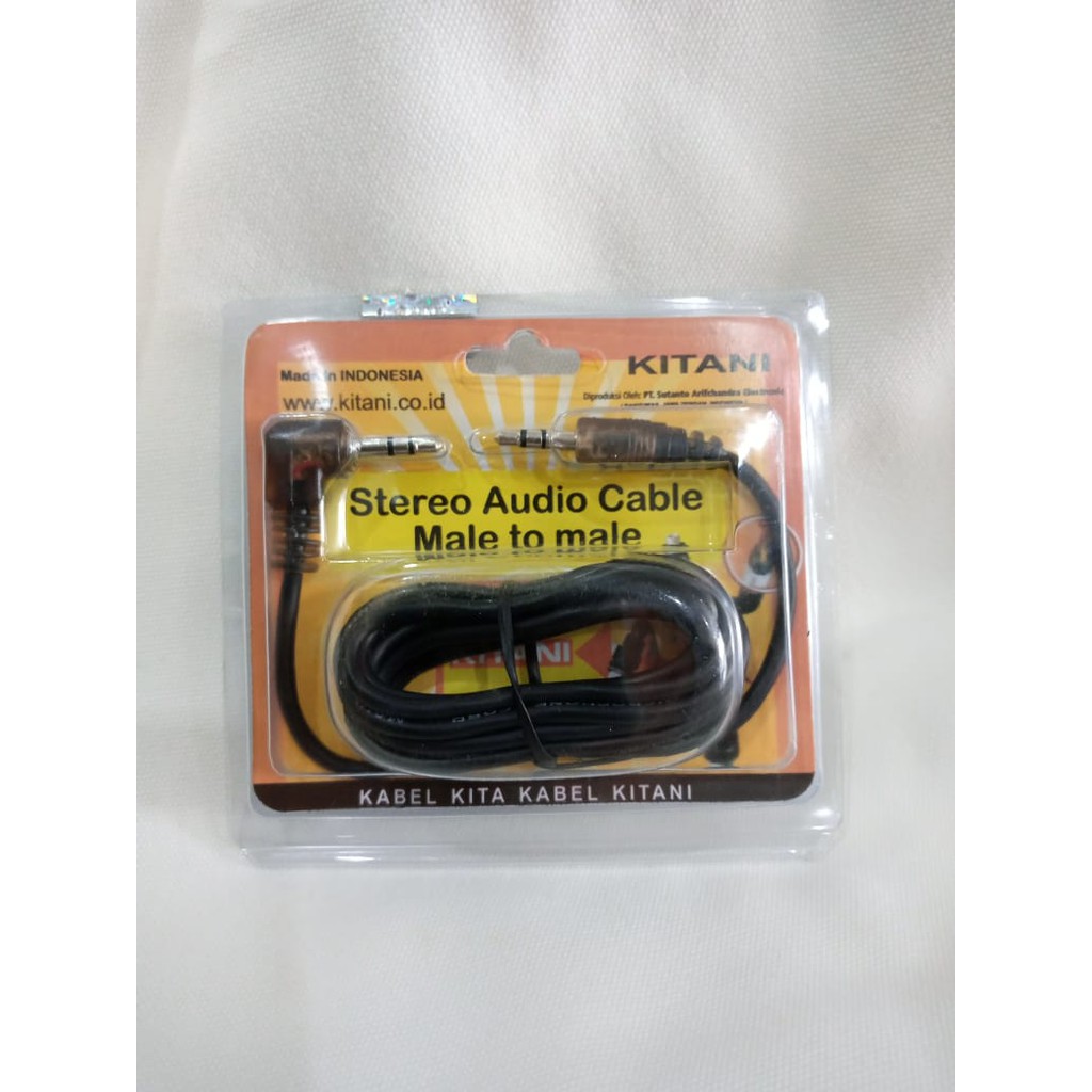 Kabel Stereo audio male KITANI Panjang 1,5 m konektor 3 mm aux ampli mobil hp gadget tablet