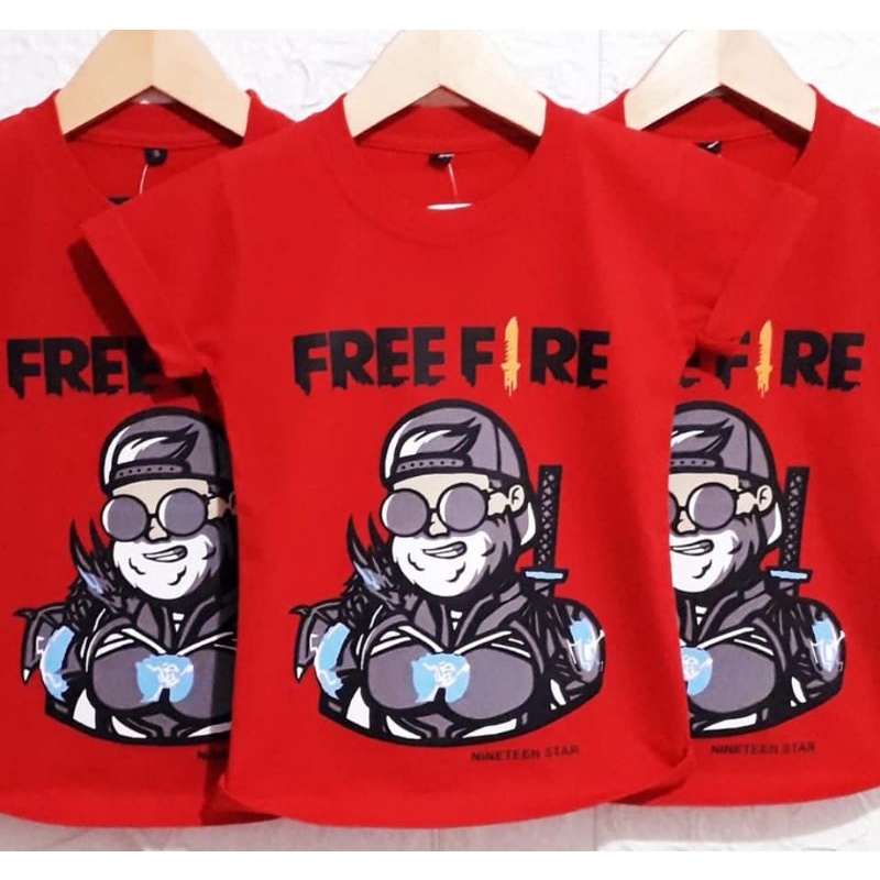 KAOS ANAK USIA 2-8 TAHUN NINETEEN STAR / KAOS ANAK DISTRO FREE FIRE
