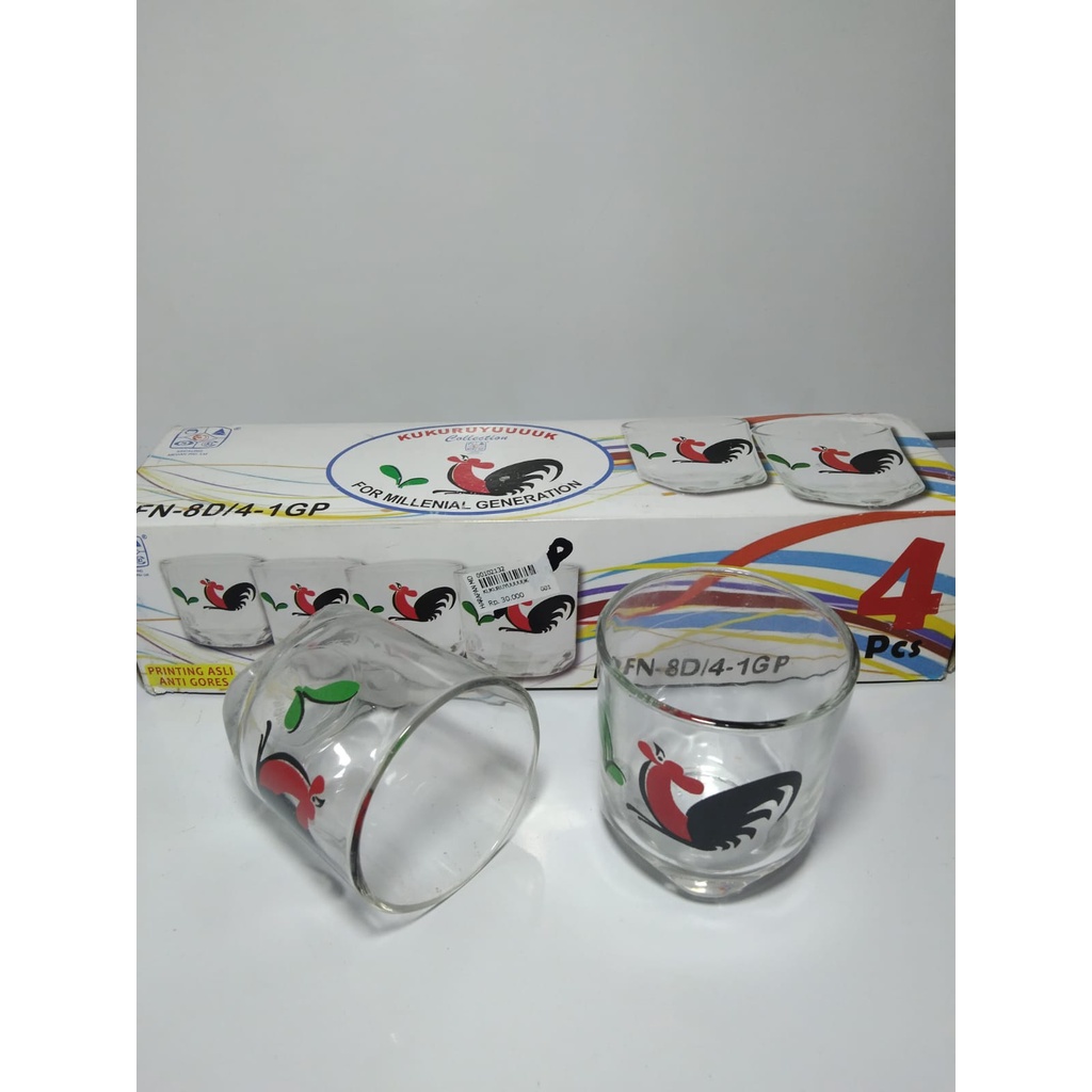 GELAS TEH KACA KUKURUYUK / GELAS KOPI KACA 200 ML / GELAS KACA SET - KIG GROUP