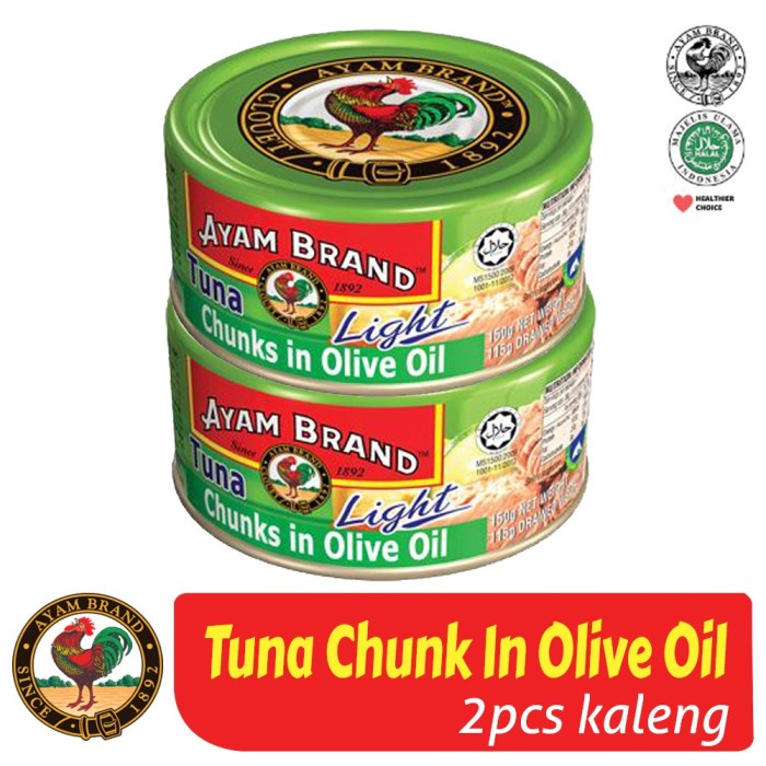 

f0fbfe0 Ikan Tuna Kaleng Chunk Light In Oil Olive Ayam Brand 150Gr Isi 2 Pcs Ds1Gkk