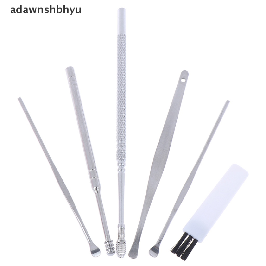 Adawnshbhyu 6Pcs Ear Pick Set Stainless Steel Earpick Ear Wax Kuret Remover Pembersih Telinga