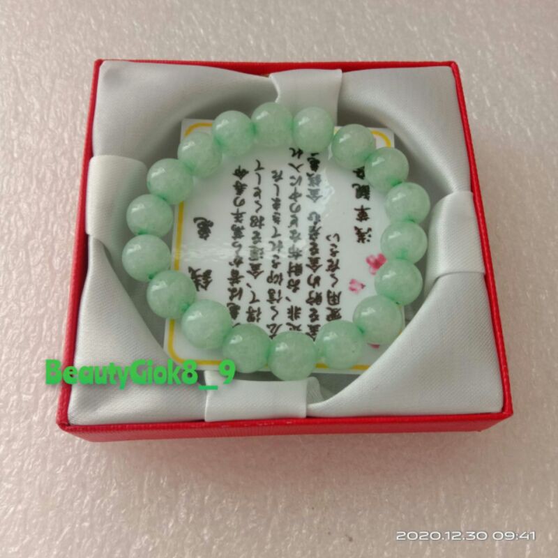 GELANG GIOK NATURAL HIJAU MUDA 10mm