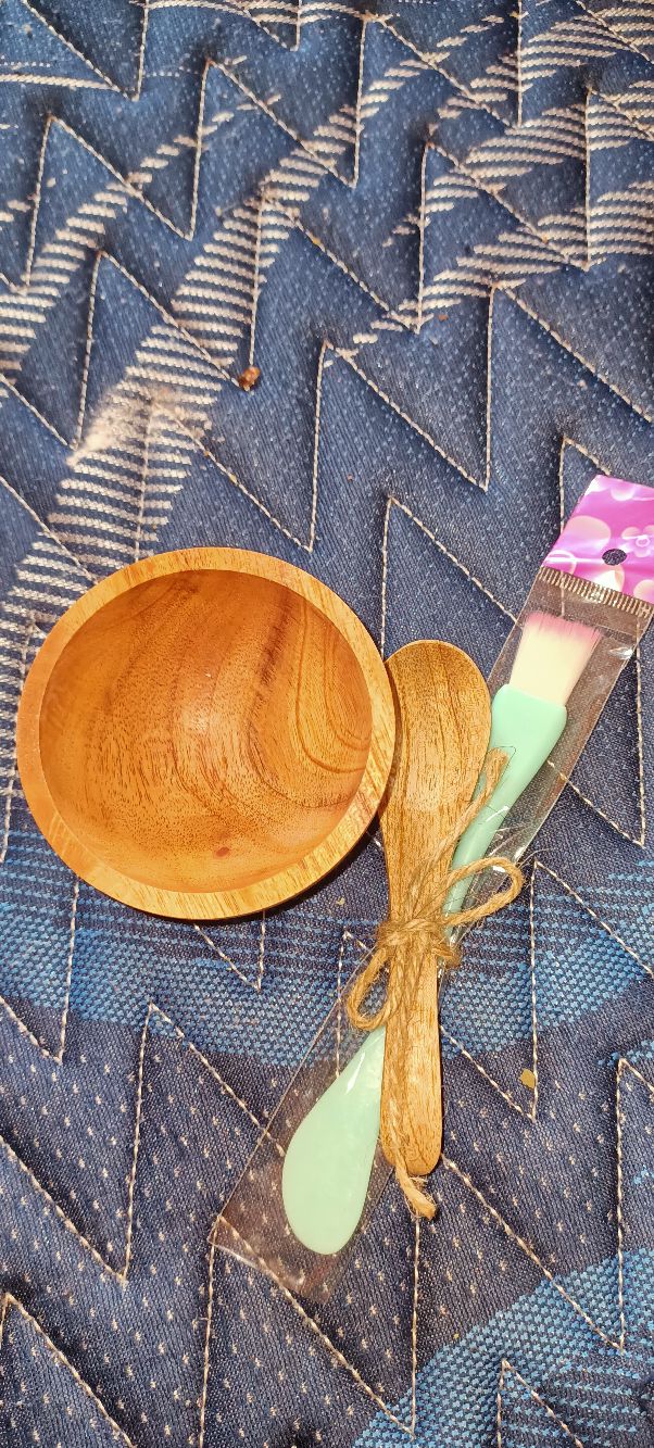 Mangkok Masker Kayu + Sendok Kayu + Spatula Kuas 2in1 With Exclusive Box By Zistuff.id