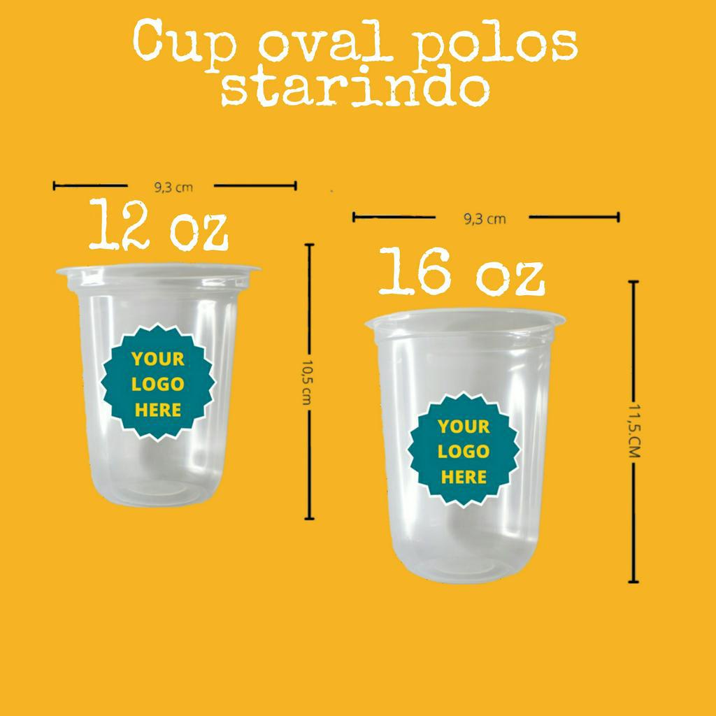 Gelas cup starindo polos 12oz&16oz oval | COD