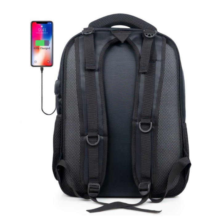 EXPANDABLE BACKPACK OFFICE LAPTOP TAS Ransel Laptop Original Import 18 Inch / kabel USB Ext /Raincov