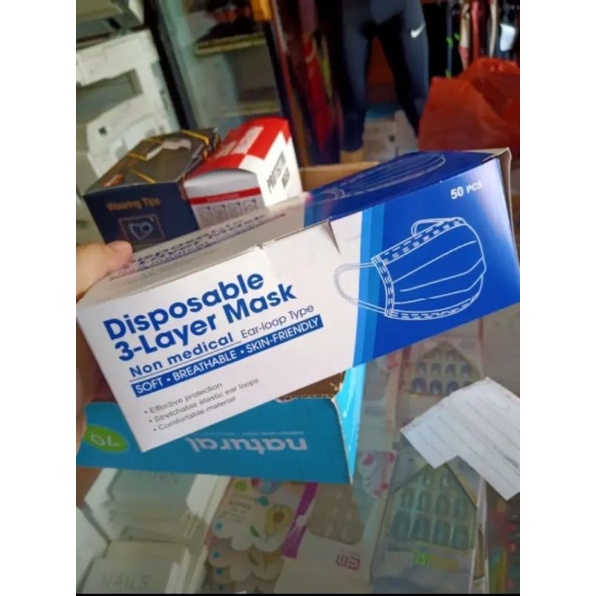 MASKER APOTIK BIRU EARLOOP 3 PLY ISI 50 PCS