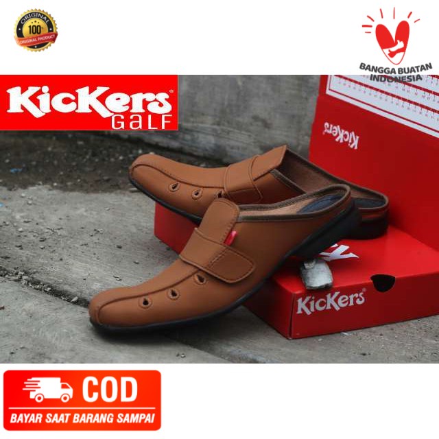 sepatu sandal pria KULIT ASLI - SEPATU SLIDE SLOP SLIPER PRIA FASHION FORMAL KERJA KANTOR CASUAL - SANDAL INDIAN PRIA
