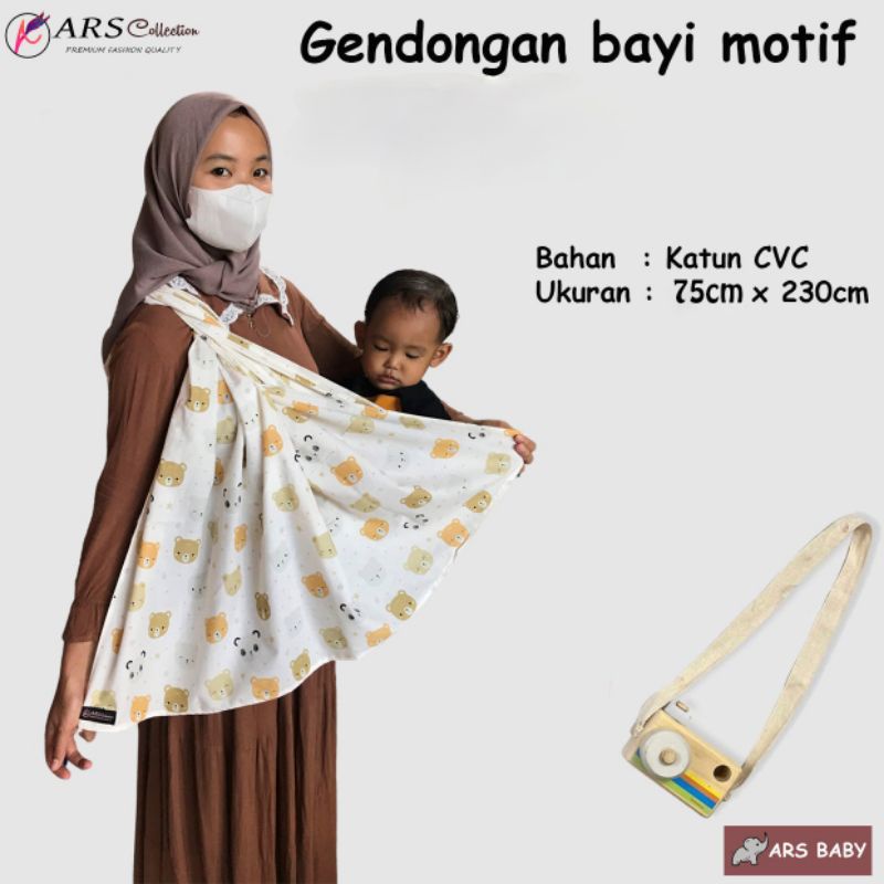 Gendongan Bayi Ring Sling Motif Lucu Ring Tanpa Celah Bahan Katun CVCju