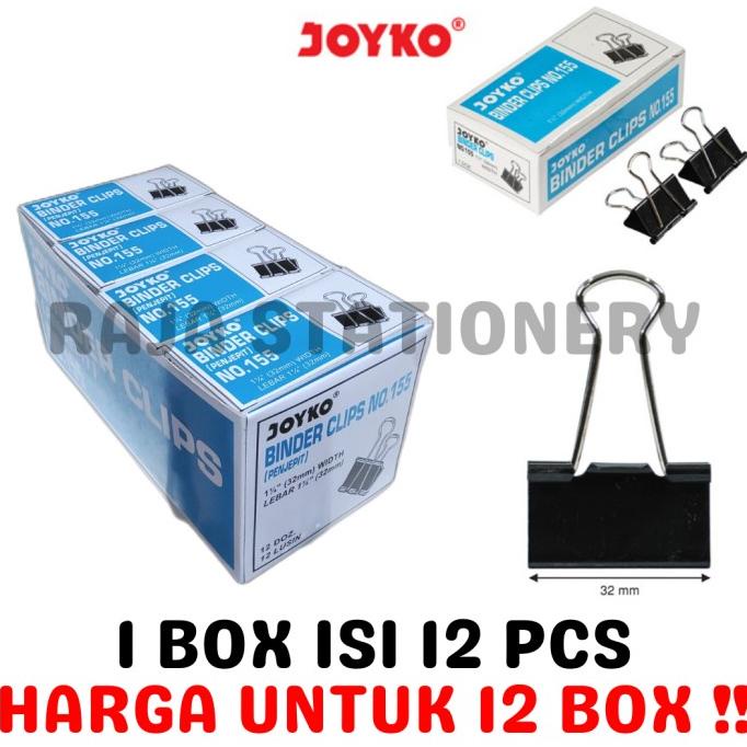 

(BISA COD) JOYKO BINDER CLIP 155 SEDANG 32MM KLIP KERTAS JOYKO NO.155 [12BOX] TERBARU Kode 280
