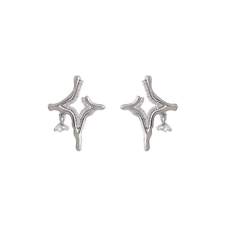 Anting Tusuk Gantung Desain Bintang Hias Berlian Berkilau Untuk Wanita
