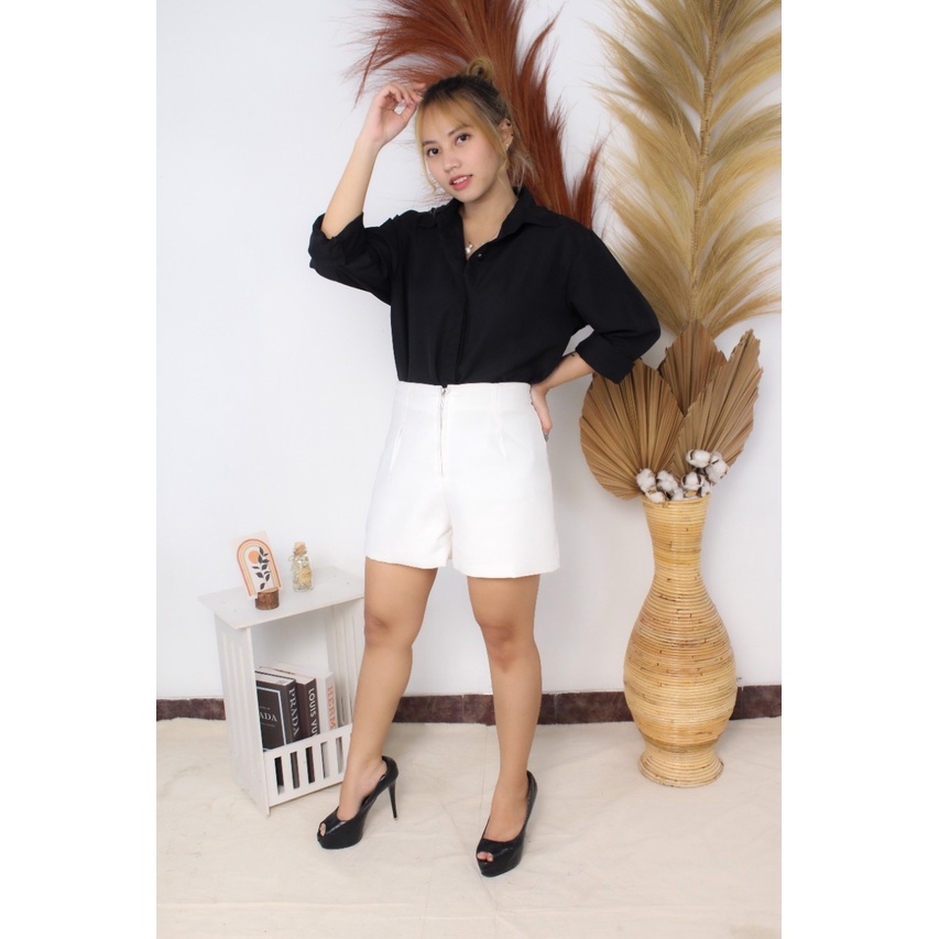 RX Fashion - Flowing Oversize / Kemeja Wanita - BN-HITAM