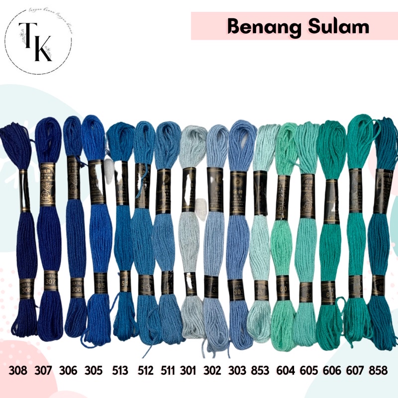 Benang Sulam Rose Brand - Biru / Tosca / Navy