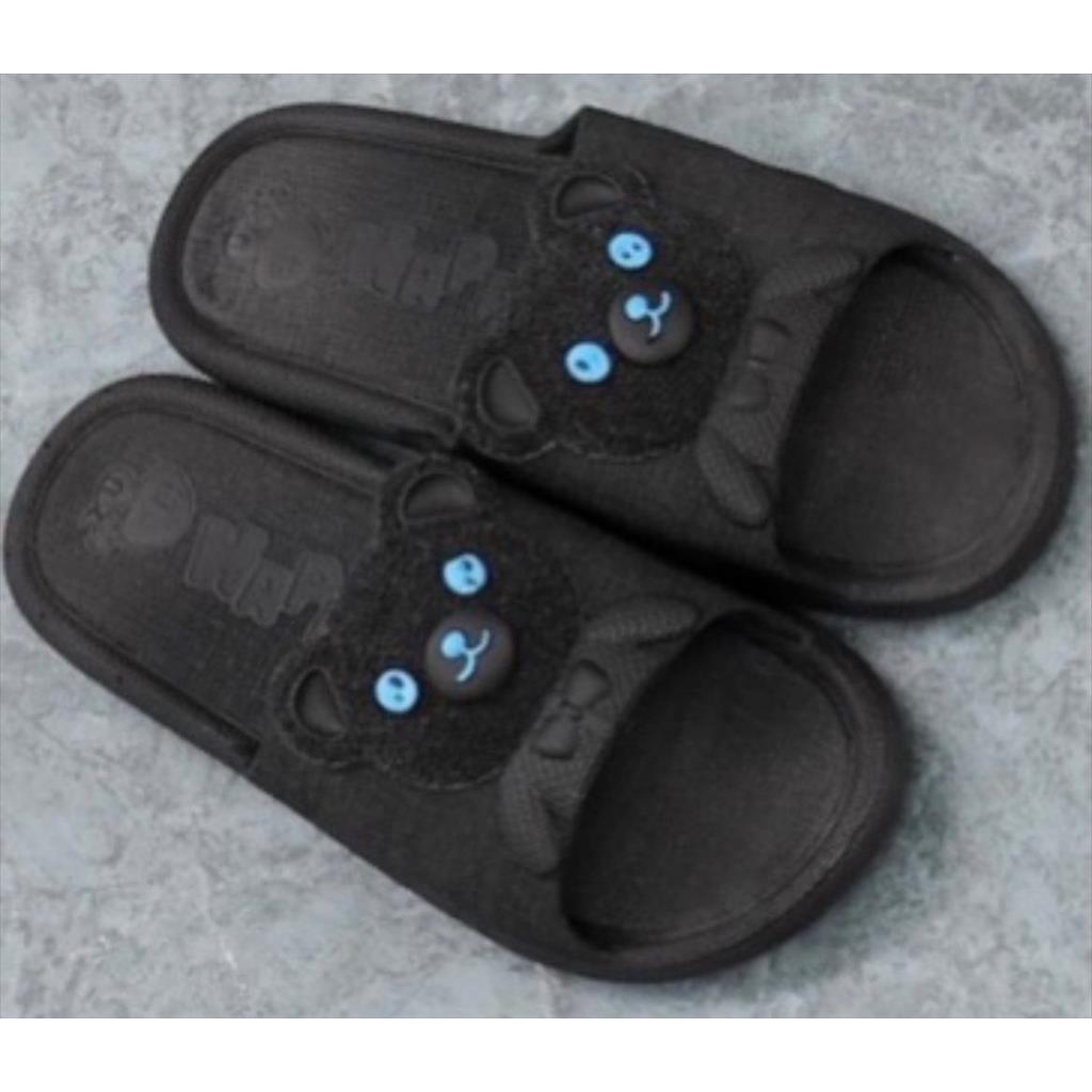 Sandal Slop Jelly Wanita Ban Motif Bear Timbul Sama Warna Super Cute Cantik Lucu Gemesin Import Mokaya / Size 36-41 (179)-Hitam