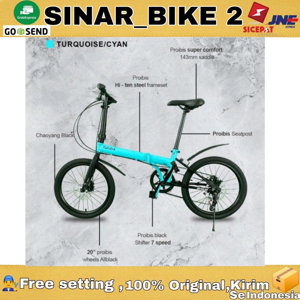 Sepeda Lipat 20 inch Pro Ibis Disc Brake 7 Speed