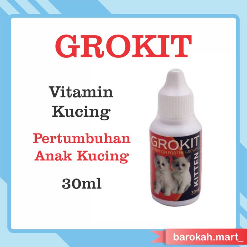 Grokit Vitamin Pertumbuhan Anak Kucing Kitten Grokit Drop 30ml