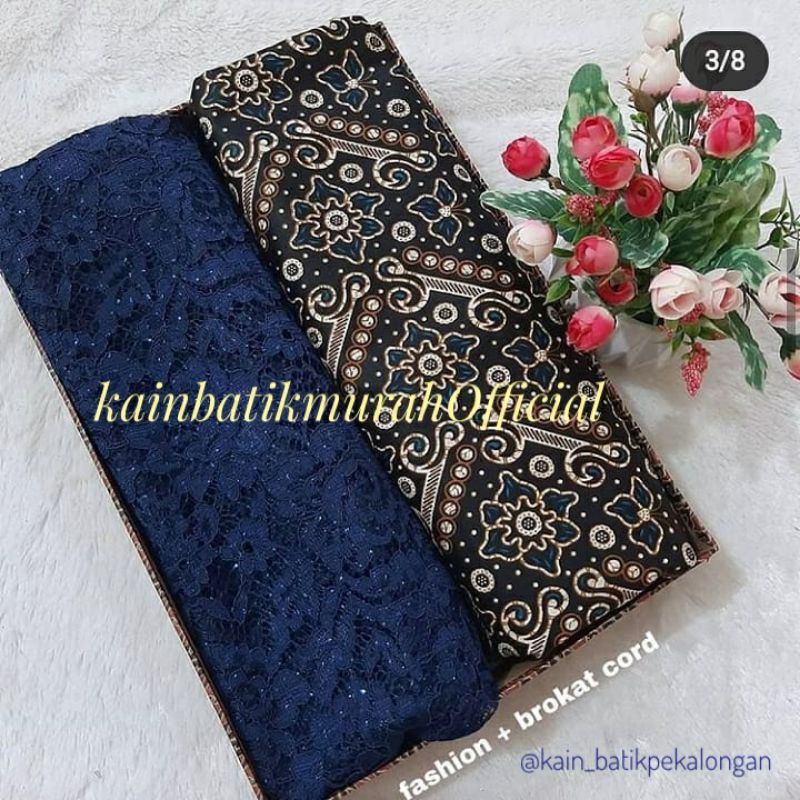 Kain Batik Biru Jarik Kebaya Brukat Kode 491 Couple Katun Printing Sogan Lawasan Seragam Bridesmaid 