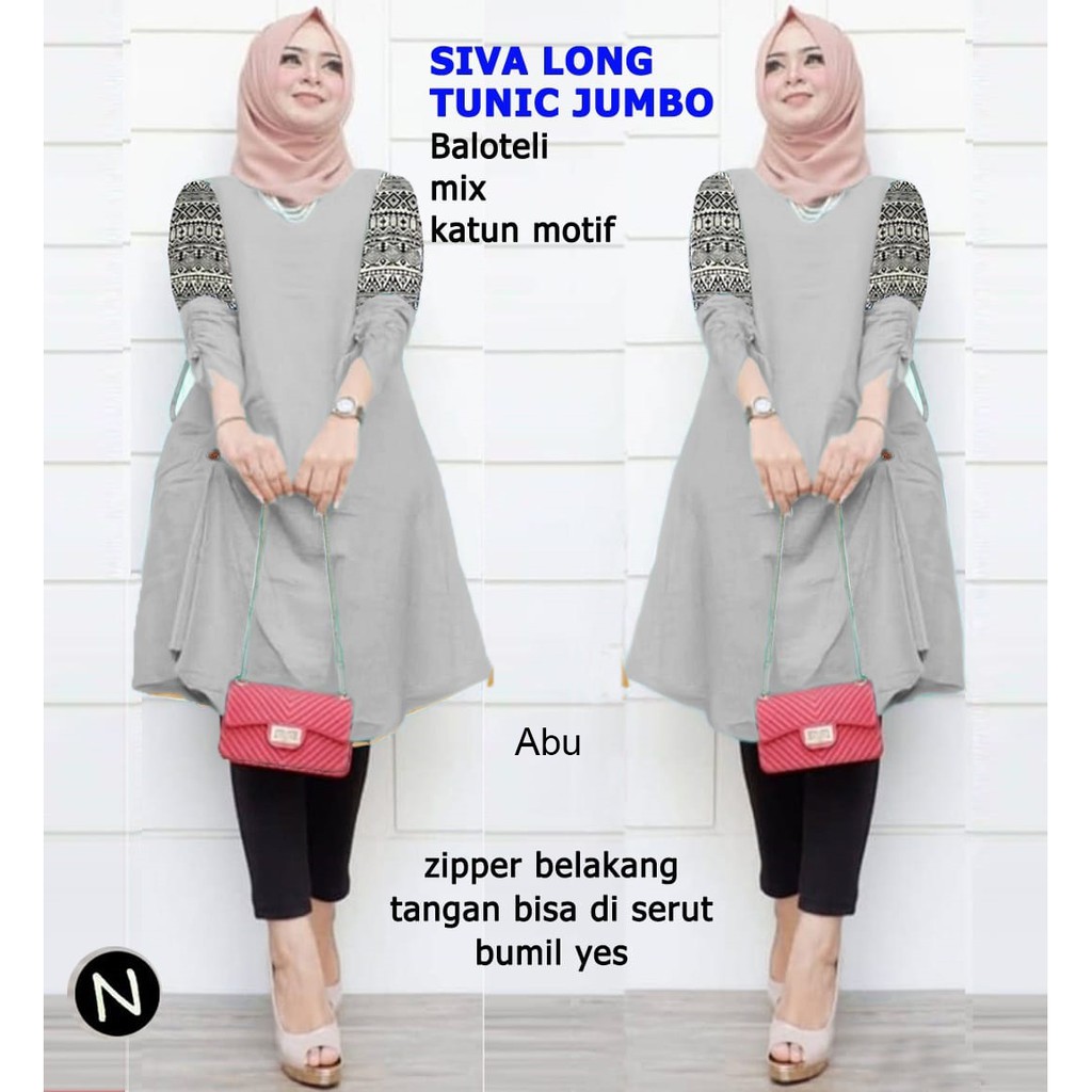 BOOM - TUNIK LONG SIVA  XL, XXL, 3XL 64152,67136 / TUNIK WANITA MUSLIM/ TUNIK TERMURAH / FASHION WANITA